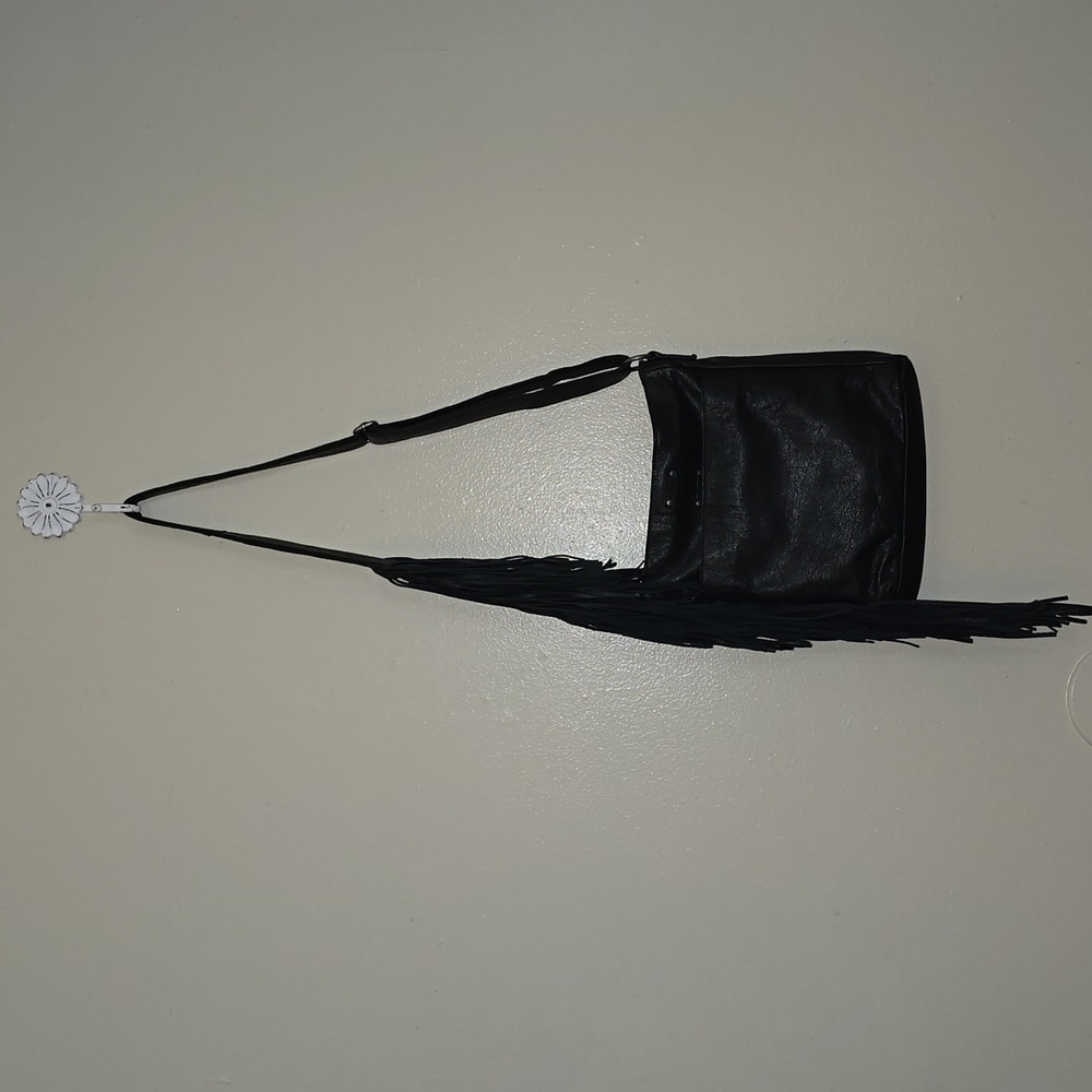 STS Ranchwear Black Leather Fringe Shoulder Bag
